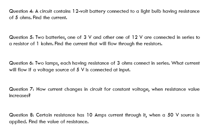 Ohms law worksheet answer key