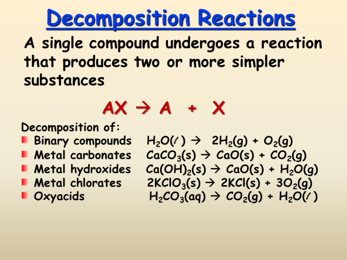 Of the reactions below which one is a decomposition reaction