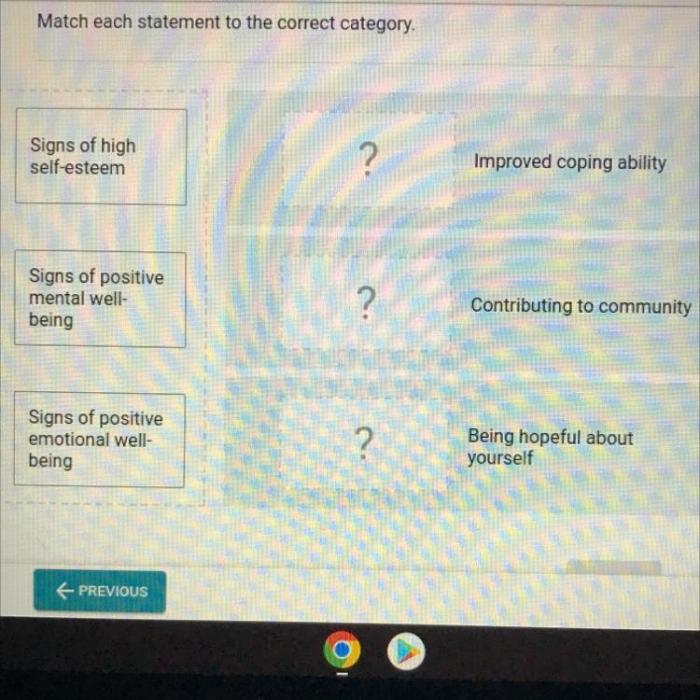 Match each statement to the correct category